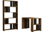 Dmora Scrivania Atene 60X120X75.4H Cm Nero Antracite, 6 Vani 5 Ripiani