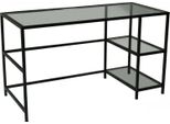 Dmora Scrivania Ameglia 60X130X75H Cm Nero, Supporto Pc 2 Ripiani
