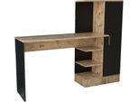 Dmora Scrivania Angaga 40X152.3X120H Cm Nero, Un Cassetto 4 Vani