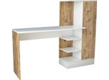 Dmora Scrivania Angaga 40X152.3X120H Cm Bianco, 4 Vani 3 Ripiani