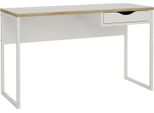 Dmora Scrivania Gil 48.4X130X76.5H Cm Bianco, Un Cassetto Materiale Piano In Legno Nobilitato