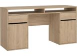 Dmora Scrivania Leepi 48.2X149X77.4H Cm Marrone Rovere, 2 Ante 2 Cassetti