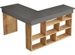 Dmora Scrivania Altin 120X129X72H Cm Nero, Angolare Materiale Piano In Legno Nobilitato