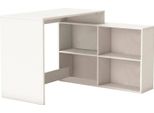 Dmora Scrivania Kyarr 100.7X111.9X76.7H Cm Bianco Opaco, Angolare 4 Vani