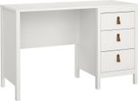 Dmora Scrivania Murjan 48X120.4X76.5H Cm Bianco, 3 Cassetti Materiale Piano In Legno Nobilitato