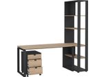 Dmora Scrivania Etienne 79.6X184.2X204.7H Cm Grigio, 4 Vani Un Cassetto
