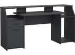 Dmora Scrivania Zennithor 62.2X171X89.2H Cm Grigio, Un'anta Un Cassetto