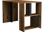 Dmora Scrivania Bising 60X120X75.4H Cm Nero Antracite, Materiale Piano In Legno Nobilitato Colore Piano Marrone