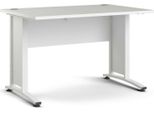 Dmora Scrivania Amigos 80X120X74.5H Cm Bianco, Fori Passacavi Materiale Piano In Legno Nobilitato