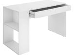 Dmora Scrivania Arianella 50X115X74H Cm Bianco, Modulabile Supporto Pc