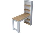 Dmora Tavolo Fisso Areneio 53.8X120X153.6H Cm Bianco, 5 Posti Forma Rettangolare