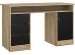 Dmora Scrivania Shanshan 55X126X75.6H Cm Nero, Un'anta 3 Cassetti