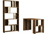 Dmora Scrivania Atene 60X120X75.4H Cm Bianco Marmo, Con Libreria Colore Struttura Marrone