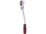 Ks Tools 3/8 Chrome+ Cricchetto Reversibile Articolato, 72 Denti, Gambo Curvo, 918.3895