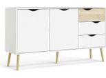 Dmora Credenza Animato 39X147X81H Cm Bianco, 3 Cassetti 4 Vani