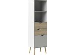 Dmora Libreria Assesor 39X50X171H Cm Bianco, Un'anta 2 Cassetti
