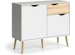 Dmora Credenza Audit 39X98X81H Cm Bianco, Un Cassetto 4 Vani