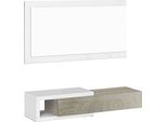 Dmora Mobile Da Ingresso Arty 26X95X19H Cm Marrone, Specchio Incluso Paia