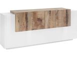 Dmora Credenza Astice 45X200X86H Cm Bianco Lucido, Apertura Battente 7 Ante Italy