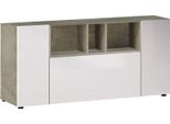 Dmora Credenza Crisantemo 41X150X76H Cm Bianco, Apertura Push Pull 8 Vani