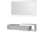Dmora Mobile Da Ingresso Arty 26X95X19H Cm Grigio, Specchio Incluso Paia