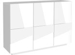 Dmora Credenza Axl 38X121X86H Cm Bianco Lucido, Apertura Battente 5 Vani Italy