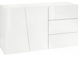 Dmora Credenza Favonio 43X140.9X86H Cm Bianco Lucido, 3 Cassetti 2 Vani Italy