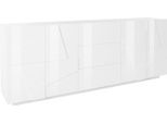 Dmora Credenza Zeus 44.2X224.1X86H Cm Bianco Lucido, 3 Cassetti 4 Vani Italy