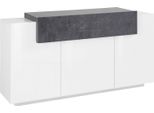 Dmora Credenza Aschly 45X160X85.5H Cm Bianco, Apertura Battente 4 Ante Italy
