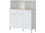 Dmora Credenza Angstrom 40X108X126H Cm Bianco, Un Cassetto 6 Vani