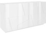 Dmora Credenza Augusto 44.2X162.4X86H Cm Bianco Lucido, Apertura Battente 4 Vani Italy
