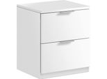 Dmora Comodino Artiglio 33.5X38X45H Cm Bianco, 2 Cassetti Apertura Scorrevole