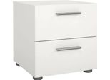 Dmora Comodino Apolla 40X40.3X42.3H Cm Bianco, 2 Cassetti Apertura Scorrevole