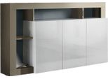 Dmora Credenza Americano 42X146X93H Cm Bianco, Apertura Battente 8 Vani Italy