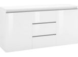 Dmora Credenza Amoco 40X150X81H Cm Bianco Lucido, 3 Cassetti 4 Vani Italy