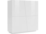 Dmora Credenza Abbabbau 43X120X126H Cm Bianco Lucido, Apertura Battente 4 Vani Italy