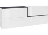 Dmora Credenza Anubi 40X210X80H Cm Bianco Lucido, 4 Ante Apertura A Ribalta Italy