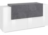 Dmora Credenza Ashi 45X160X86H Cm Bianco, 4 Cassetti 4 Vani Italy