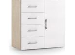 Dmora Credenza Aracnida 41X90X87H Cm Bianco, Apertura Battente Un'anta Italy
