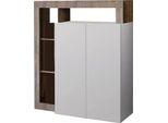 Dmora Credenza Smeraldo 42X108X127H Cm Bianco Lucido, Apertura Battente 2 Ante Italy