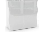 Dmora Credenza Anifares 40X90X81H Cm Bianco Lucido, Apertura Battente 2 Ante Italy