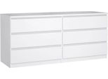 Dmora Credenza Abacadabra 50X153.8X70.1H Cm Bianco Lucido, 6 Cassetti Apertura Scorrevole