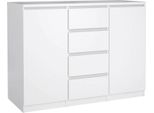 Dmora Credenza Angelika 50X120.8X90.7H Cm Bianco Lucido, 4 Cassetti 4 Vani