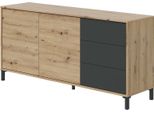Dmora Credenza Ardelia 41X154X75H Cm Marrone Rovere Nodi, 3 Cassetti 4 Vani