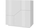 Dmora Credenza Amento 43X79.25X86H Cm Bianco Lucido, Apertura Push Pull 2 Ante Italy