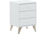 Dmora Comodino Attina 33.5X40X56H Cm Bianco, 3 Cassetti Apertura Scorrevole