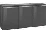 Dmora Credenza Andesina 40X150X81H Cm Nero Antracite Lucido, Apertura Battente E A Ribalta 3 Ante Italy