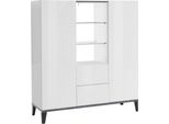 Dmora Credenza Scirocco 40X120X132.5H Cm Bianco Lucido, 2 Cassetti 9 Vani Italy