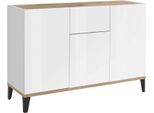 Dmora Credenza Albatross 40X120X82H Cm Bianco Lucido, Un Cassetto 5 Vani Italy
