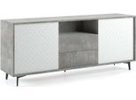 Dmora Credenza Azis 45X184X77H Cm Bianco, 2 Cassetti 2 Ante Italy
